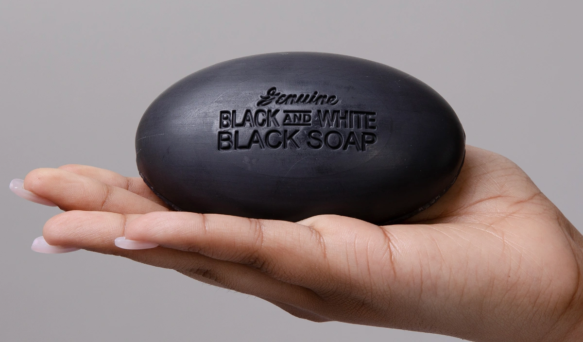 Black and White soap product photo.